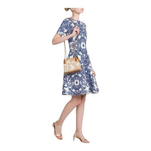 Women's Etro White and Blue Medallion Lace Effect Minidress Size 2 (38)